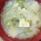 高野豆腐、新玉ねぎの味噌汁